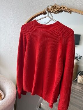 H&M Bright Red Ribbed Knit Sweater